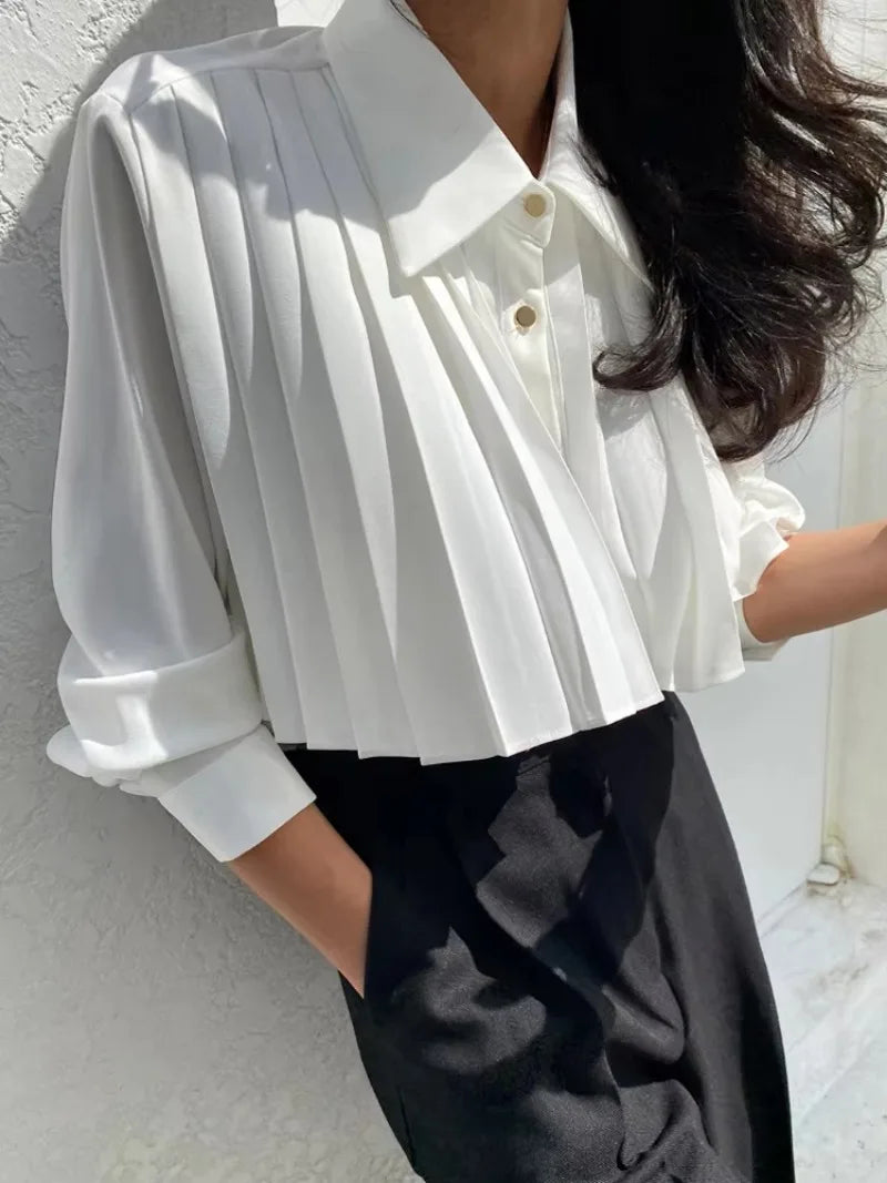 Blouse Noire Plissée
