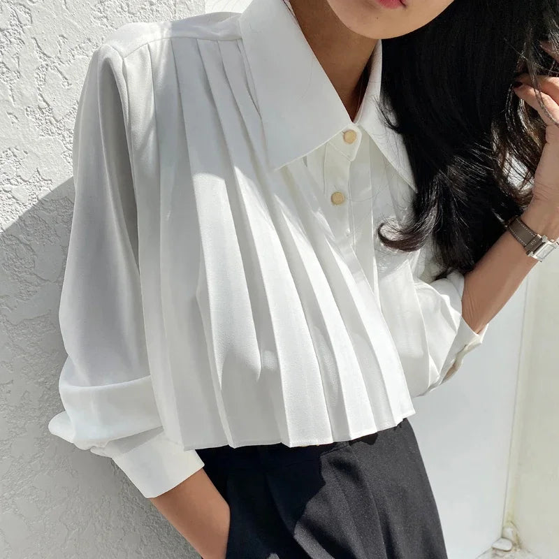 Blouse Noire Plissée