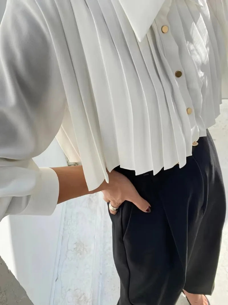 Blouse Noire Plissée