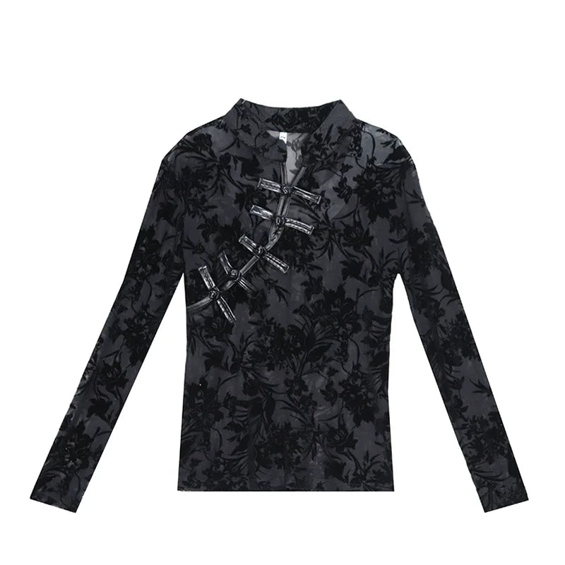 Chemise Sexy en Dentelle Noire