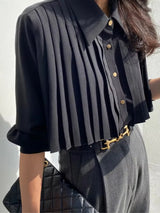 Blouse Noire Plissée
